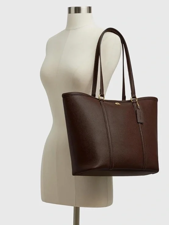 Authentic NWT Coach Maple Pebbled Leather Legacy Tote with Brass Hardware - Picture 2 of 10